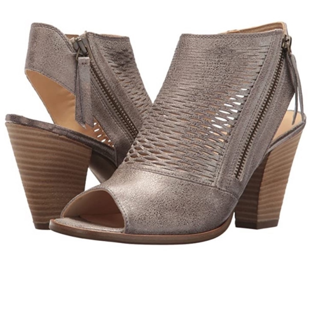 Heeled Sandal Booties in Earth Metallic